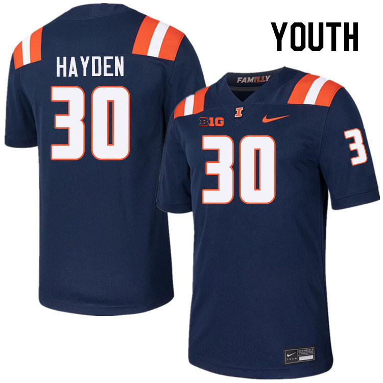 Youth #30 Jojo Hayden Illinois Fighting Illini College Football Jerseys Stitched-Navy